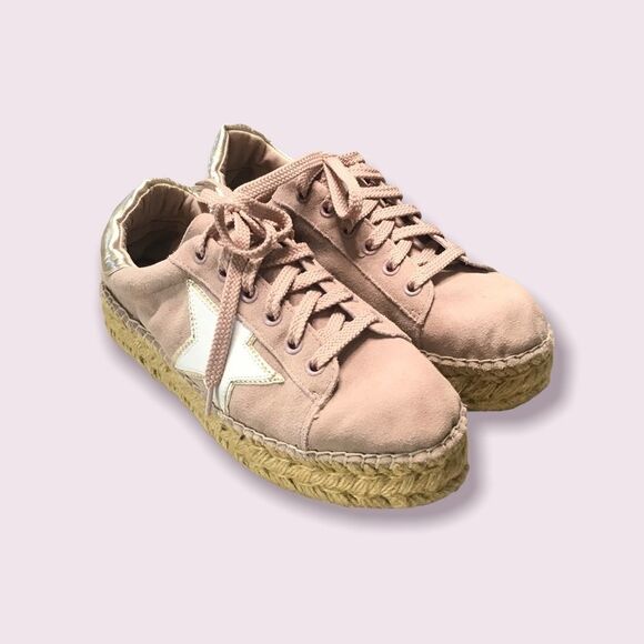 Steve Madden Pink Suede Platform Sneakers Espadrille Sole Size 7 Y - Picture 5 of 7